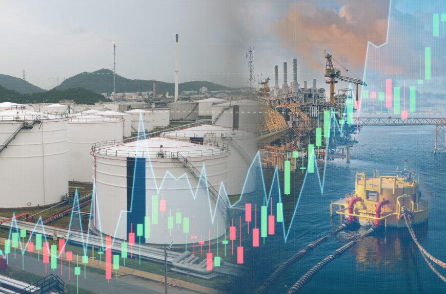 Image of oil refinery and oil rig