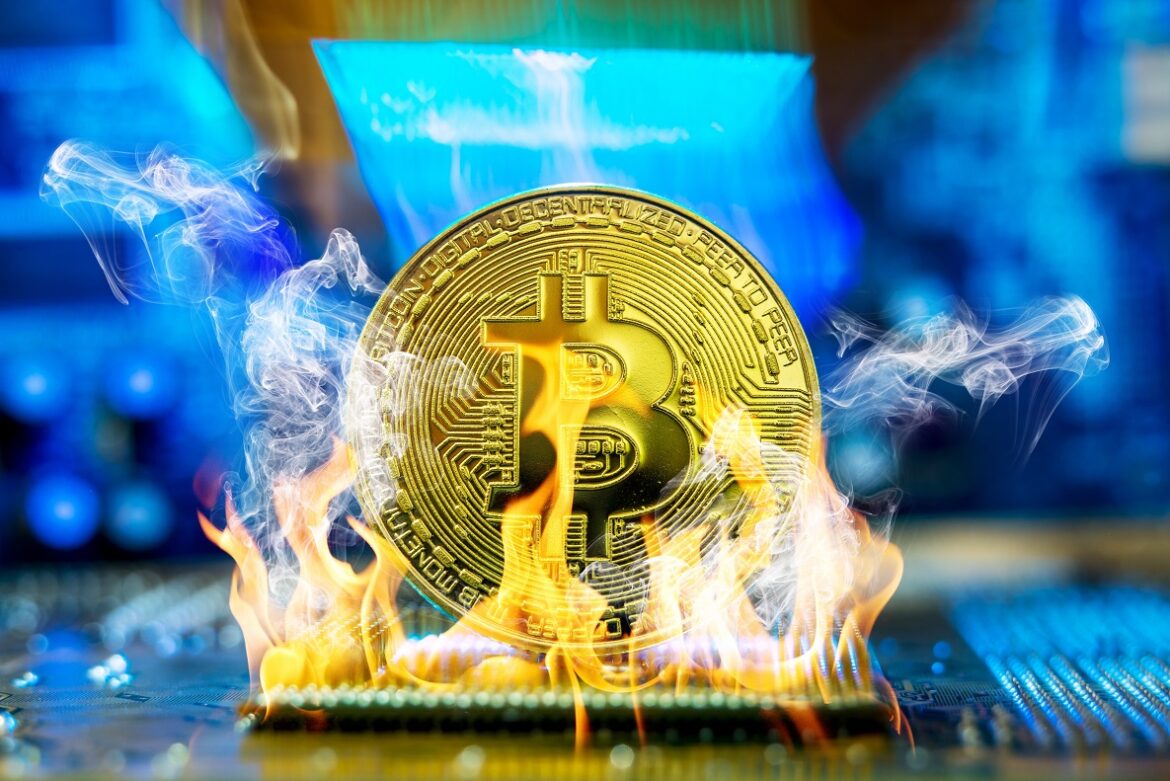Image of a Bitcoin on fire